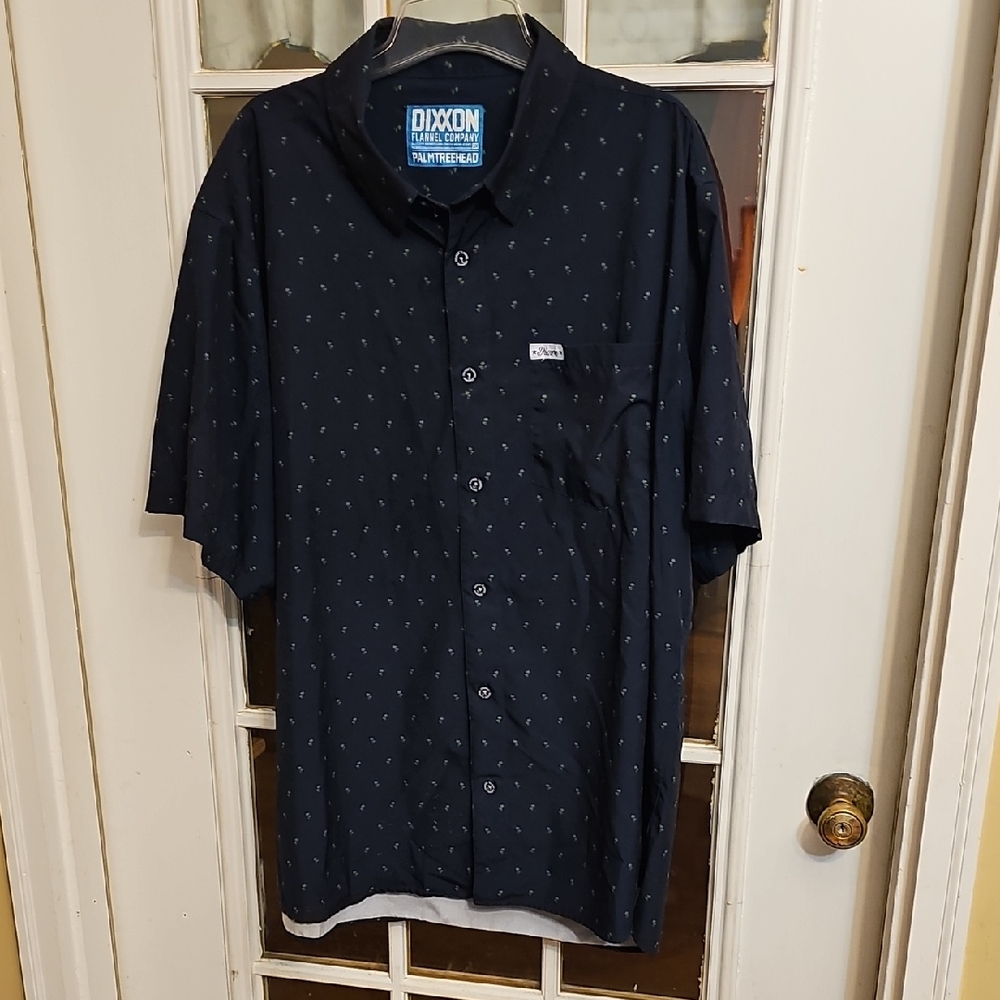 DIXXON Men's Dark Blue Patterned Button Down Shirt